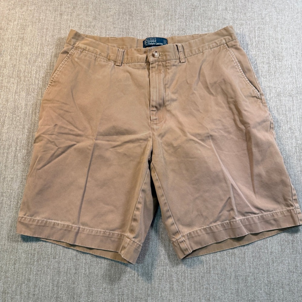 Polo Ralph Lauren Mens Prospect Short Tan Khaki Cotton Twill Chino 34